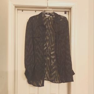 Light weight mesh sheer jacket with front buttons and front pockets